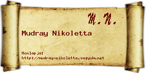 Mudray Nikoletta névjegykártya